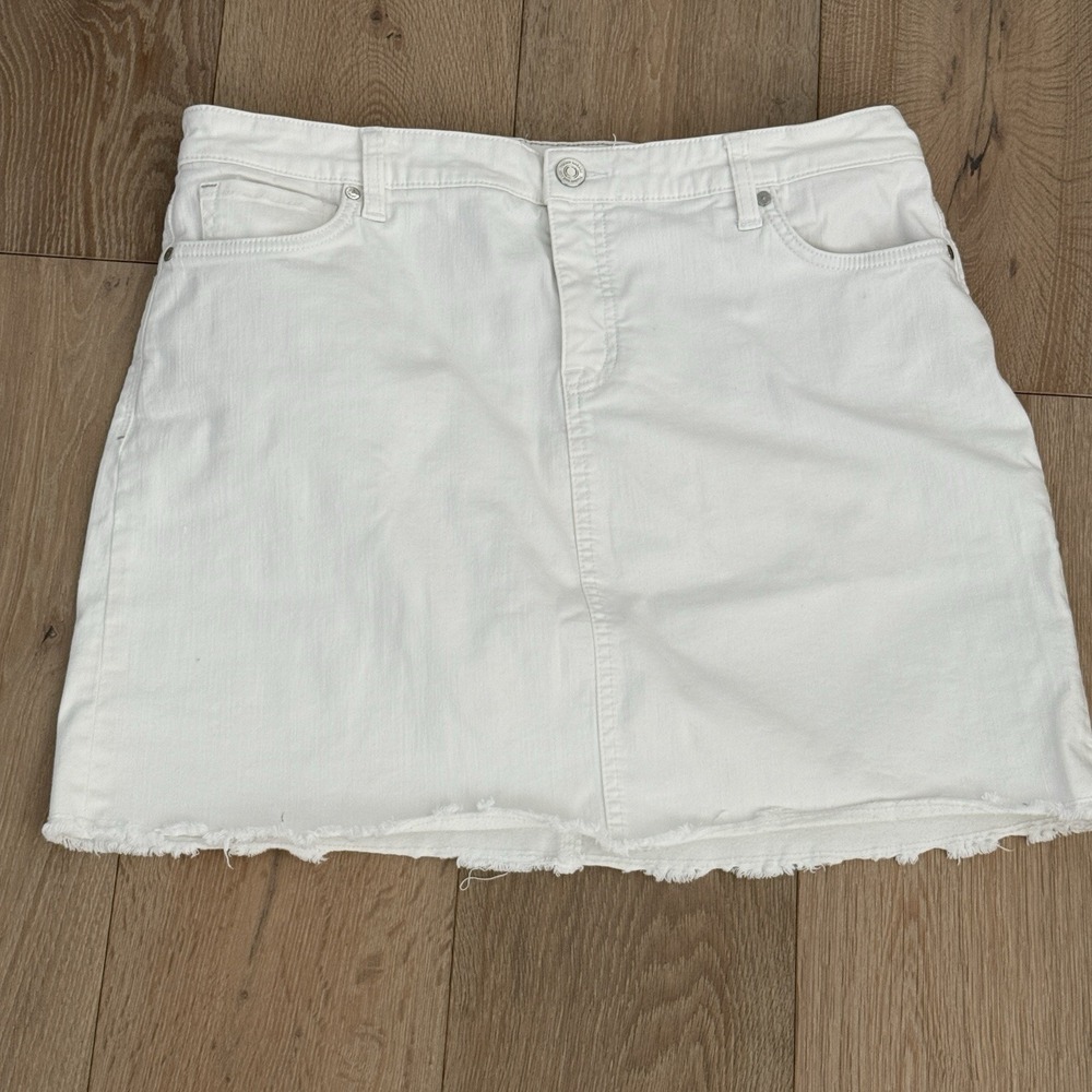 Tommy Bahama Ella Twill Skirt Women's 14 White Denim Raw Hem Pockets